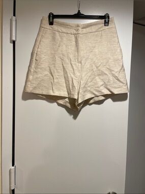 Zara Cream High-Waist Tailored Shorts